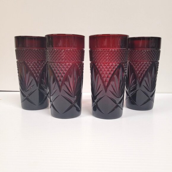 Luminarc Cristal D'Arques Durand Ruby Red Set 4 Tumblers Glass France 6 1/4'' - Picture 1 of 5